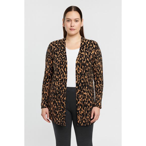 Halogen Leopard Print Open Front Cardigan Sweater - Size XS Petite - NWOT - Picture 1 of 6